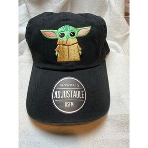Star Wars Mandalorian Grogu Baby Yoda Black Adjustable Baseball Cap Bioworld NEW